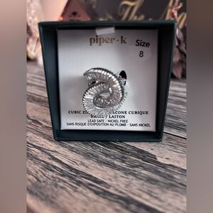 Piper K Silver Spiral Ring with Cubic Zirconia